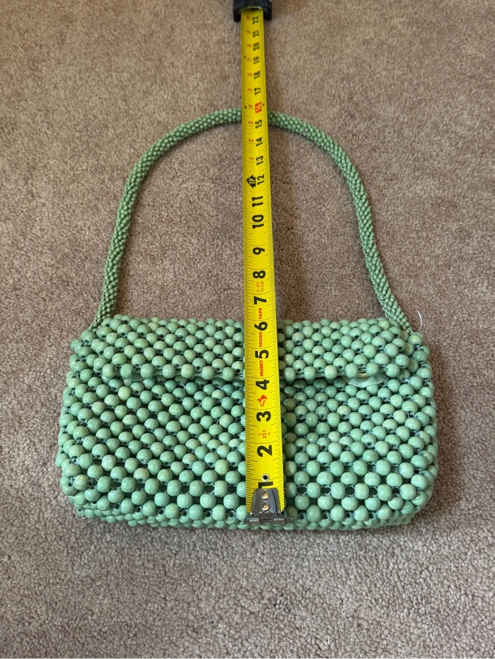 New Anthropologie fiona wood Beaded Shoulder Bag mint green purse